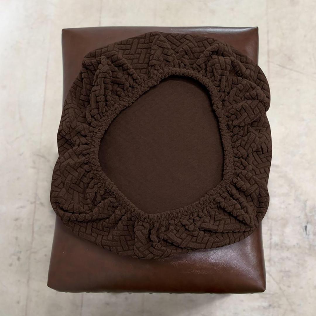 Soft Stool Protector Jacquard Fabric Vanity Bench Cover, (14"- 20") L x (10"- 14") W Stretch Washable Rectangle Saddle Bar Stool Slipcover(Col 5,Set of 6)