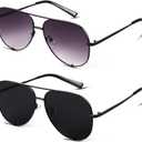 SORVINO Aviator Sunglasses for Women Classic Oversized Sun Glasses UV400 Protection (A-2pack-Black+Fade, 60)