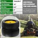 AR-PRO (2 Pack) 15x6.00-6 Flat Free Tire and Wheel, Solid Lawn Mower Front Tires with 3" Centered Hub, 3/4" & 5/8" Bearings & 1" Bushings, Compatible with John Deere Riding Mower Lawn Tractor