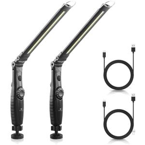 Dr. Prepare LED Work Light, 700 Lumens Foldable Rechargeable Work Light, 3200mAh Cordless Portable Magnetic COB LED Inspection Light for Car Repair, Home, Garage, Emergency, 2 Pack