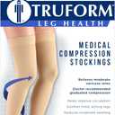 Truform 20-30 Mmhg Compression Stockings for Men & Women, Thigh High Length, Dot Top, Closed Toe, Beige, Medium (Medium (1 Pair))
