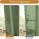 RYB HOME Sliding Glass Door Curtains 96 inches Long, Semi Sheer Thick Light Filtering Grommet Drapes for Bright Airy Privacy Space Living Room Dining Room, Olive Green, 2 Panels