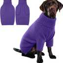IECOii XXXL Dog Sweater,Warm Dog Sweaters for Extra Large Dogs Girl Boy,Stretchy & Cozy,Turtleneck Knitted Pullover for Pet Wear On Holiday,Easy On Doggy Sweatshirt for Labrador (Purple,XXXL)
