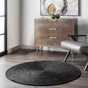 GRUHUM Jute Area Rug10ft Natural Fiber Round Black Handwoven Boho Farmhouse Rustic Vintage Soft Braided Reversible EcoFriendly Rugs for Indoor Kitchen Bedroom Living Room Hallways (10' ft Round)