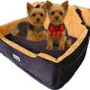 Large Dog Car Seat Booster Seat Bed for Pets up to 55 lbs, Black, Travel Safety | Fits 2 Small Dogs Pets| Washable Cover & Thick Cushion | Rear Seat or SUV
