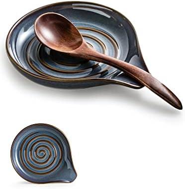 Cormomu Spoon Holder, Cooking Spoon Rest for Stove Top Utensil Rest for Spoons, Ladles, Tongs, Spatula, Large Spoon Holder with Handle for Easy Grip Framhouse Decor Cute Kitchen Gadget, Gray and Blue Cormomu Spoon Holder, Cooking Spoon Rest for Stove Top Utensil Rest for Spoons, Ladles, Tongs, Spatula, Large Spoon Holder with Handle for Easy Grip Framhouse Decor Cute Kitchen Gadget, Gray and Blue