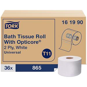 Tork Universal Opticore Toilet Paper Rolls, 2-Ply, White, 36 Rolls (161990)