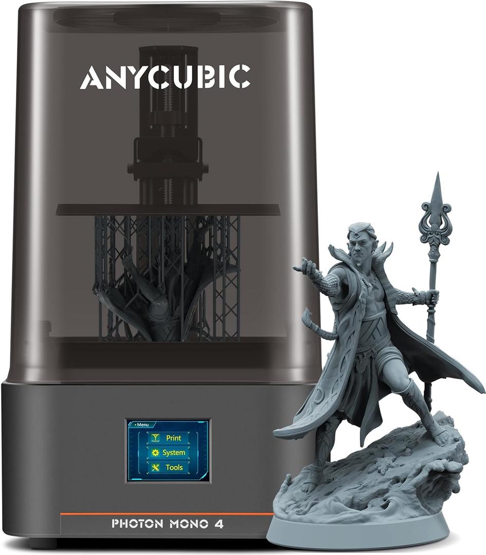 ANYCUBIC 10K Resin 3D Printer, Photon Mono 4 LCD 3D Printer with 7-inch Mono Screen, Upgraded LighTurbo Matrix and Printing Platform, Printing Size of 6.04''x3.42''x6.49''