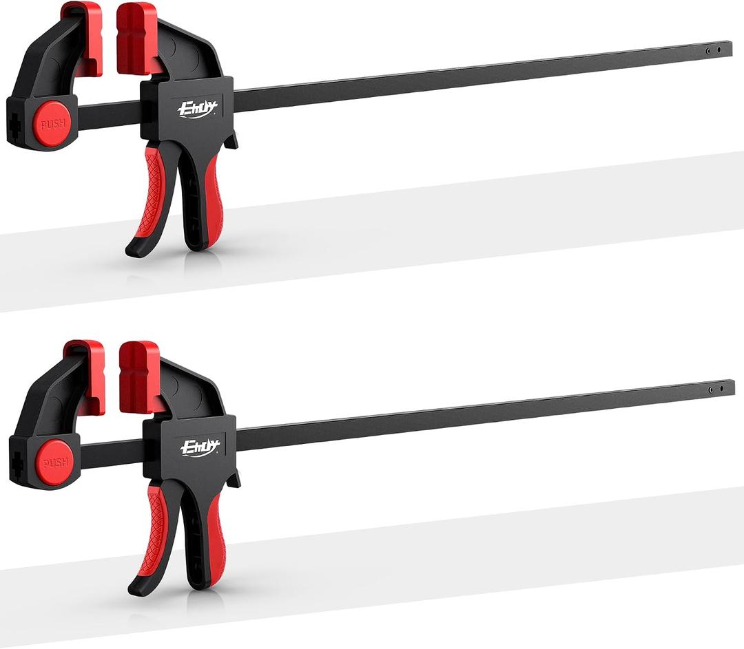 24" Bar Clamps for Woodworking, 2-Piece One-Handed Clamp/Spreader with 2.7 Inch Throat, Light-Duty Quick-Change F Clamp with 170 lbs Load Limit