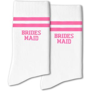 Grace Yonks Bride Socks - Pink and White Striped Wedding Socks for Bridal Shower (White)