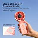 JISULIFE Handheld Fan Life7 Ultimate Flexibility: Wide & Strong Airflow, 19.5H Max Cooling, 5000mAh Rechargeable, 5-Speed, LED Display, 3 IN 1 Portable Fan for Travel, Concerts, Sports Events(Pink)