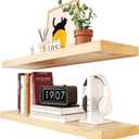 Habudda Floating Shelves for Wall, Solid Pine Wood Shelf for Bathroom Bedroom Kitchen, Rustic Room Decor, Wall Mounted, 30 Inches Long, Set of 2, Natural