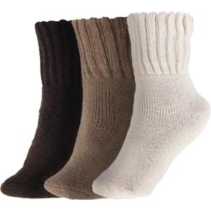 BenSorts Women's Winter Boots Socks Thick Warm Cozy Crew Socks Solid Color Gifts (Medium, Dark Brown Light Brown Beige 3 Pairs)