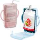 Pouch Holder No Squeeze of Stand Easy to Hold for Food Pouches & Drink Boxes - Baby Pouch Holder Allows for Easy Toddler Self-Feeding and Mess Prevention -Toddler Must HavesPink & Blue