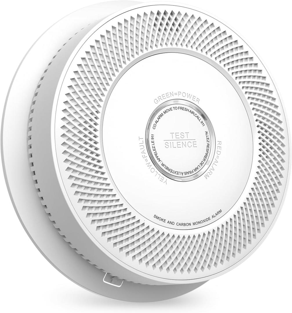 Jemay Smoke Detector Carbon Monoxide Detector Combo 10 Year Battery, Smoke and Carbon Monoxide Detector with Voice Reminder, LED Warning Light Indicators, 1 Pack