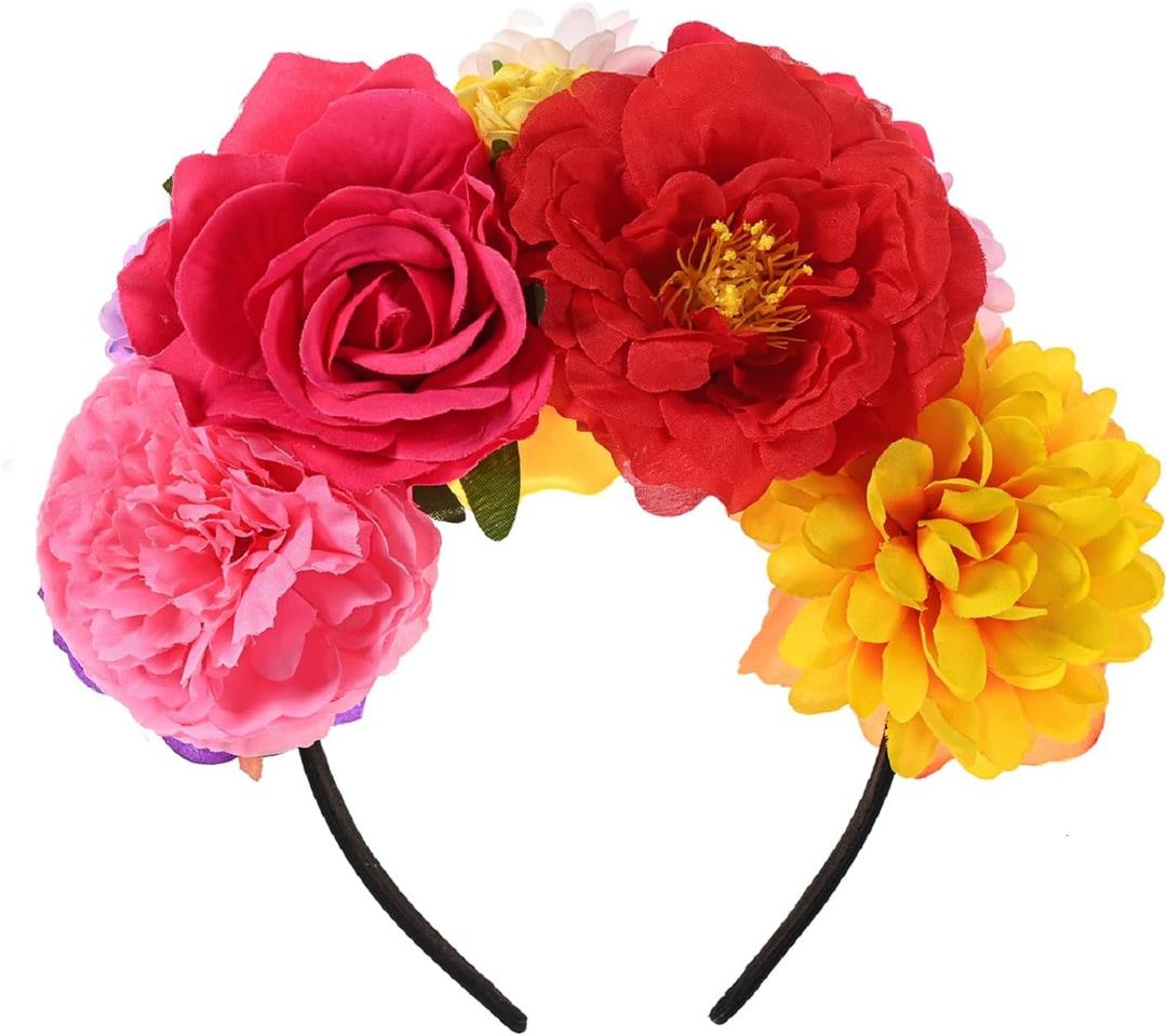 DreamLily Rose Flower Crown Headband HalloweenCinco De Mayo Party Costume Headpiece NC26