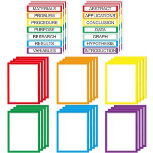 24 Sheets Science Board Supplies 18 Self Adhesive Presentation Science Subtitles & 6 Project Titles Board Sticker for School Office Supplies(Colorful)