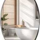 Brushed Nickel Oval Mirror,24 x 36 Inch Bathroom Mirror Brushed Nickel Stainless Steel Metal Frame, Oblong Mirror Pill Shaped Mirrors for Bathroom Wall Mount Horizontal or Vertical