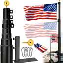 20 ft Heavy Duty Portable Flag Pole Kit with Tire Mount RV Telescoping Flag Pole, 20ft Tailgate Flag Pole and Base Kit for Truck, Trailer & Tailgating
