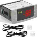 Replacement for Dixell XR06CX-4N1F1 Temperature Controllers, Ideal for 120V 50-60Hz Commercial Refrigerators/Freezers, Programmable Digital Thermostat with Sensor Probe & Mounting Hardware