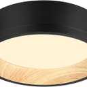 DAKASON LED Flush Mount Ceiling Light Fixture 12.5'' 25W 1500LM, 3000/4000/5000K CCT Selectable, Painted Woodgrain and Black Frame, Dimmable Modern LED Ceiling Light for Kitchen, Hallway, Living Room