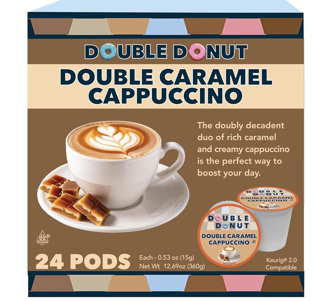 Double Donut Coffee Cappuccino Pods, Caramel Cappuccino, Single Serve for Keurig K Cups Brewers, 24 Count BBD 

12/28/2027