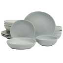 Gibson Elite Zion Mist 16 Piece Stoneware Reactive Glaze (Service for 4) Ceramic Plates and Bowls Modern Organic Dinnerware Set - Blue
