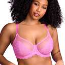 HSIA Minimizer Bras for Women Large Bust Full Coverage Lace Plus Size Bra - Mermaid Scales (Pink)