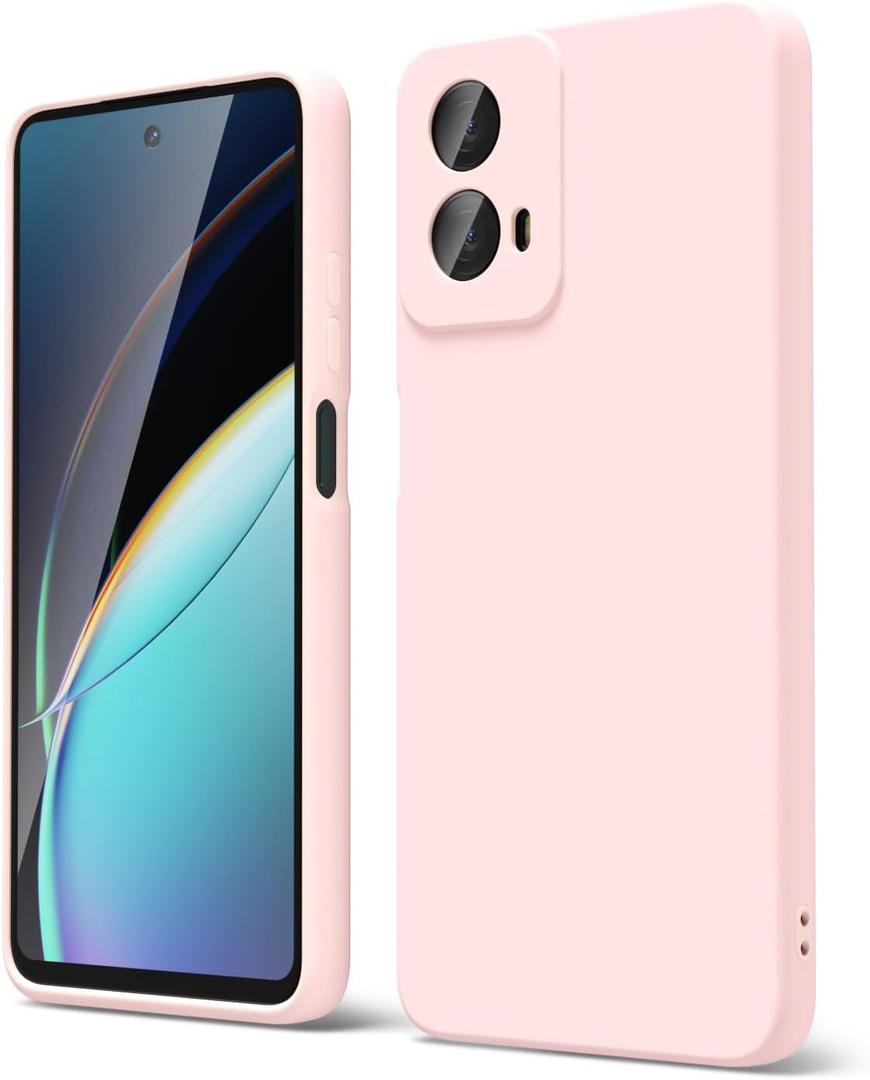 Oakxco for Motorola Moto G 5G 2024 Phone Case/Moto G Play 2024 Case Liquid Silicone, Thin Slim Soft Rubber Gel TPU Plain Simple Cover for Women Girl Cute, Matte Solid Color, Pink Sand