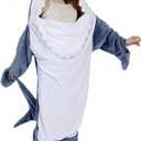 Shark Blanket Hoodie Kids Dinosaur Wearable Blanket Gifts for Girls Onesie (XS)
