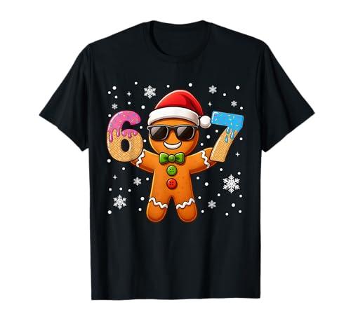 Funny Gingerbread Six Seven 67 Ice Cream Drip Christmas Boys T-Shirt, L