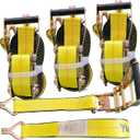 Ratchet Straps Heavy Duty (4PK) 2" x 30' x 10000 lbs J Hook Tie Down Strap Ratcheting for Truck, ATV, UTV and Trailer