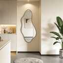 Irregular Wall Mirror, 47"x22" Asymmetrical Aesthetic Mirrors with Metal Frame, Modern Organic Shaped Mirrors for Living Room Bedroom Hallway Entryway, Horizontal or Vertical Hanging