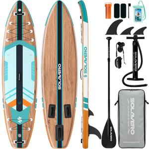 SOLAVERO 11'6" Inflatable Stand Up Paddle Board Supports 550 lbs - Extra Wide Stable Design with Non-Slip EVA Deck, SUP with Premium Accessories for Adults & Youth