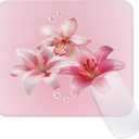 2 x Seorsok Cute Aesthetic Big Lily Flowers Mouse Mat,Premium Textured Mouse Pads for Office Laptop,Washable Square Mousepads with Extended Stitched Edges Non Slip Rubber Base 9.5"x7.8"x0.07" Inch,Pink