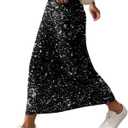 SOFIA'S CHOICE Women Sequin Skirts High Waisted Sparkly Midi Skirt Club Night Out (Black, M)