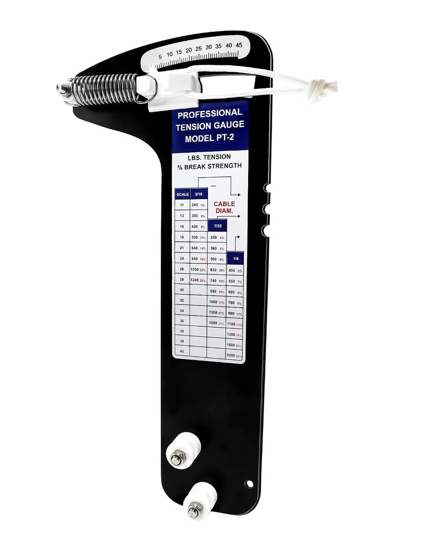 PT-2 Sailboat Rigging Tension Gauge, Aluminum Professional Hand-Free Force Gauge, Cable Tension Gauge for 3/16, 7/32, 1/4IN Cable Diameter, for Standing Rigging, Cable Rigs, Forestays, 2000 lbs