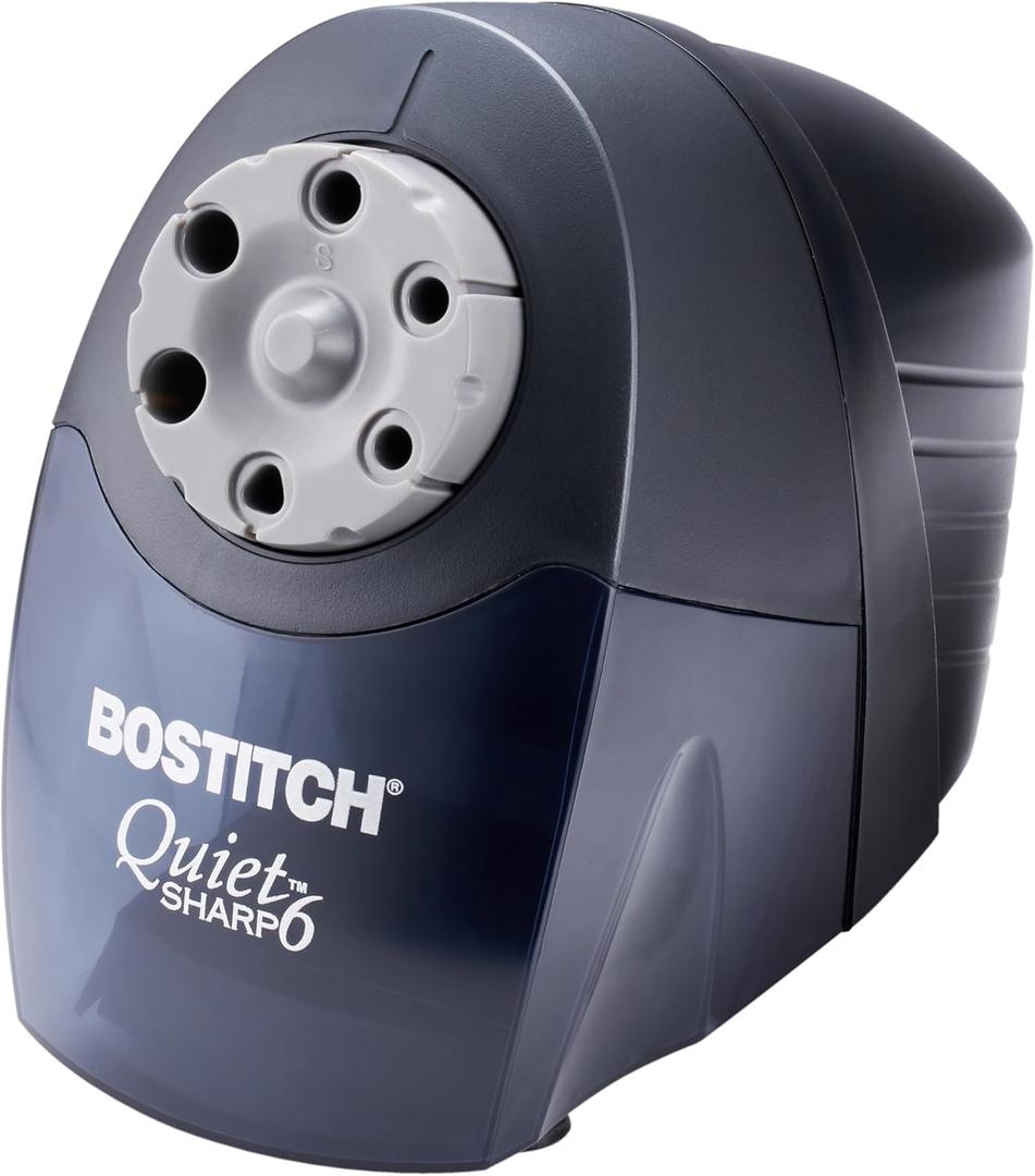 Bostitch Office QuietSharp Electric Pencil Sharpener, Heavy Duty Classroom or Office Use, Size Selector with 6 Different Sizes, Black