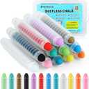 Dustless Chalk for Kids - 12 PCS Colored Non-toxic Twistable Children's Day Sidewalk Chalk with Holder, Dust-free Washable Toddler Chalk, Art Tool for Children Outdoor Blackboard Drawing Writing
