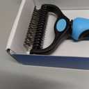 Docrok Pet Grooming Combo - Blue Deshedding Brush with Metal Comb for Detangling and Dematting Long, Matted Fur on Cats and Dogs