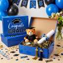 Eersida 6 Pack Graduation Cap Gift Boxes 2026, 14 x 9 x 4 Inch Large Corrugated Keepsake Box Congrats Grad Candy Card Storage High School College Graduation Party Favors Gift for Girls Boy (Navy Blue)