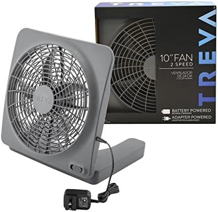 O2COOL Treva 10-Inch Portable Desktop Air Circulation Battery Fan, 2 Speed, Compact Folding & Tilt Design, with AC Adapter (Graphite)