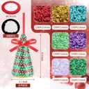 Soulchen 8 Set Christmas Tree Sequin Decoration Kits Christmas Tree Decoration Craft Ornament Included Cone Polystyrene Nails Sequins Ribbon for Make Your Own Sequin Tabletop Centerpiece Decor