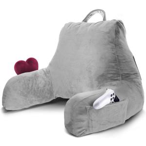 Nestl Reading Pillow for Kids & Teens with Shredded Memory Foam, Backrest Pillows for Reading, Watching, and Gaming, Use on the Couch, Bed, or Floor, Adjustable Support with Washable Cover Light Grey, Small 14"