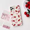 NITITOP Compatible with iPhone 11 Pro Max Case Cute Cherry Bow Ribbon Design for Women Girls Soft TPU Fit Slim Stylish Full Camera Protection Phone Cover - White