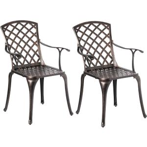 Indoor and Outdoor Patio Bistro Chairs with Armrest Bronze Dinning Set 2 Chairs, Cast Aluminum.