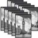 GOmaize Front Loading Black Picture Frame 5x7 Set of 10 Wall and Table Mounting