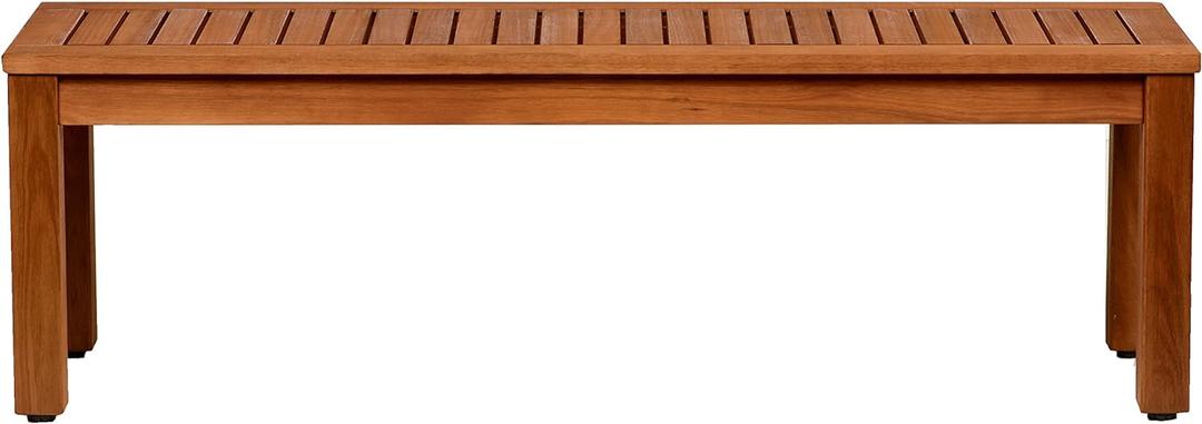 Amazonia Aster Backless Patio Eucalyptus Wood | Ideal for Outdoors and Indoors, 53", Brown Bench