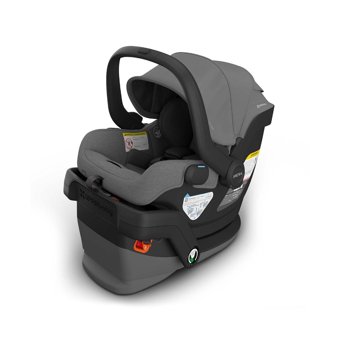 UPPAbaby Mesa V3 Infant Car Seat with Base, Insert & SmartSecure - Greyson | Suitable for infants from 4-30 lbs, No-rethread harness, Base included, 25 Headrest positions