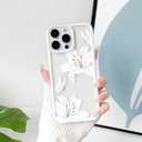 NITITOP Compatible with iPhone 16 Pro Case Cute Durable Lily Flower Floral Butterfly Pattern for Women Girls Color Frame Slim Shockproof Protective Phone Cover - White